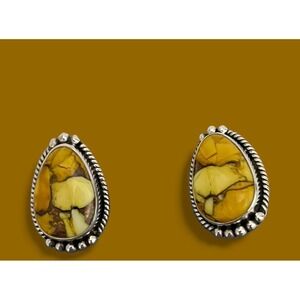 Navajo Native American Hada Collection‎ Honey Dahl Sterling Silver Earrings Post